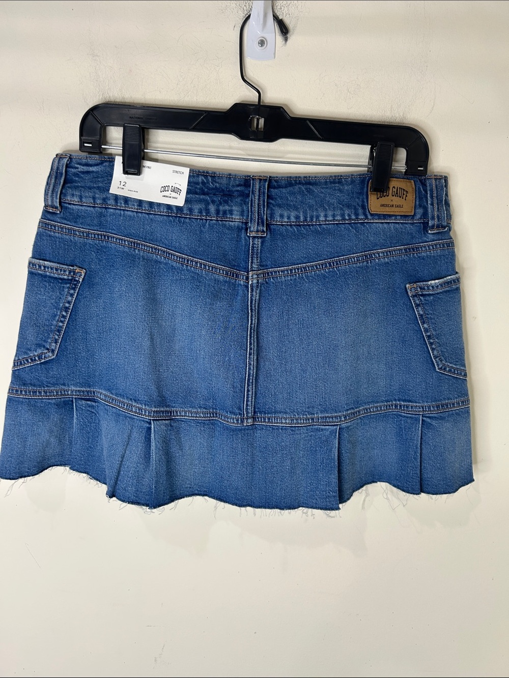 NWT American Eagle X Coco Gauff Pleated Denim High Rise Cargo Mini Skirt Size 12 - Picture 5 of 16